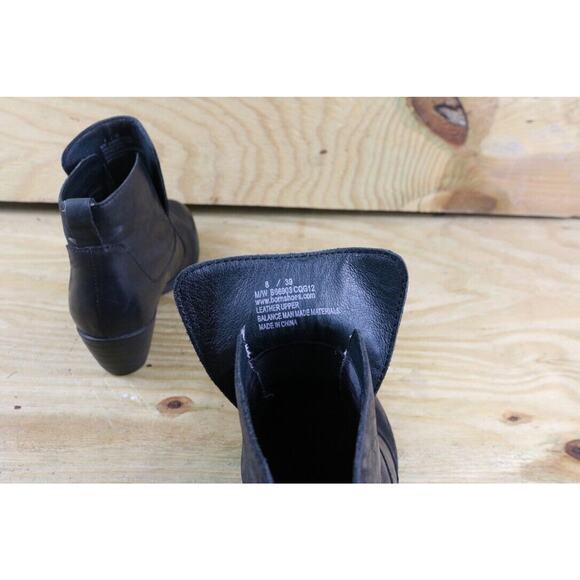 Born Boots Womens 8 Black Leather Ankle Bootie Slip On Moto Biker - Picture 5 of 8